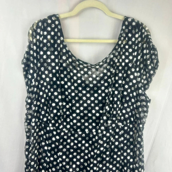 S. L. Fashions Dress Women Plus 24W Black White Polk Dot Midi Length Tier Skirt - Picture 2 of 6